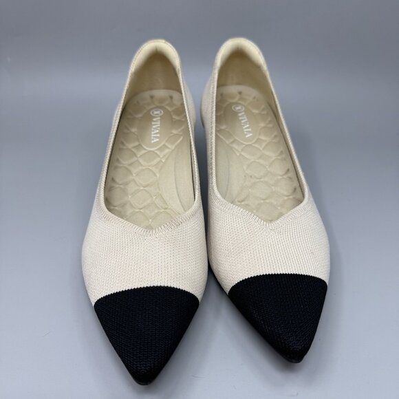 Vivaia Scarlett Pointed Toe Kitten Heels Almond Black Women's Size 39 / US 8.5 - Picture 4 of 9